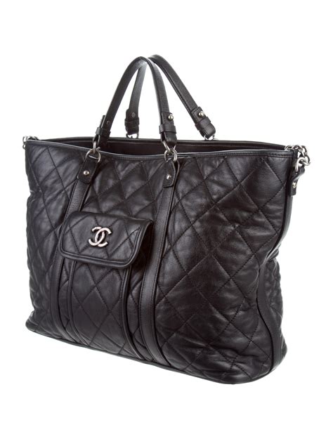 chanel black and white tote bag|large zipped shopping bag chanel.